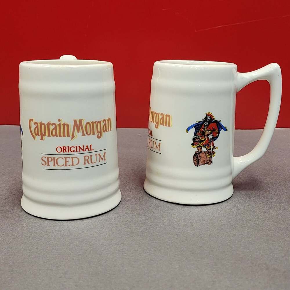Captain Morgan Original Spiced Rum Ceramic Beer Stein Mug Set of 2